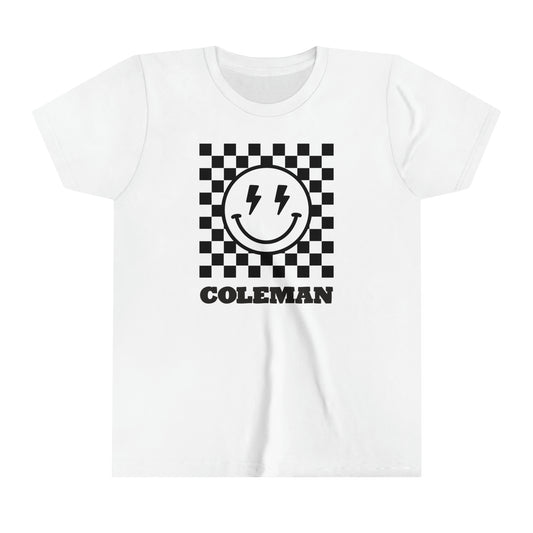 Coleman Checker Happy Face Youth SS Tee (multiple colors)