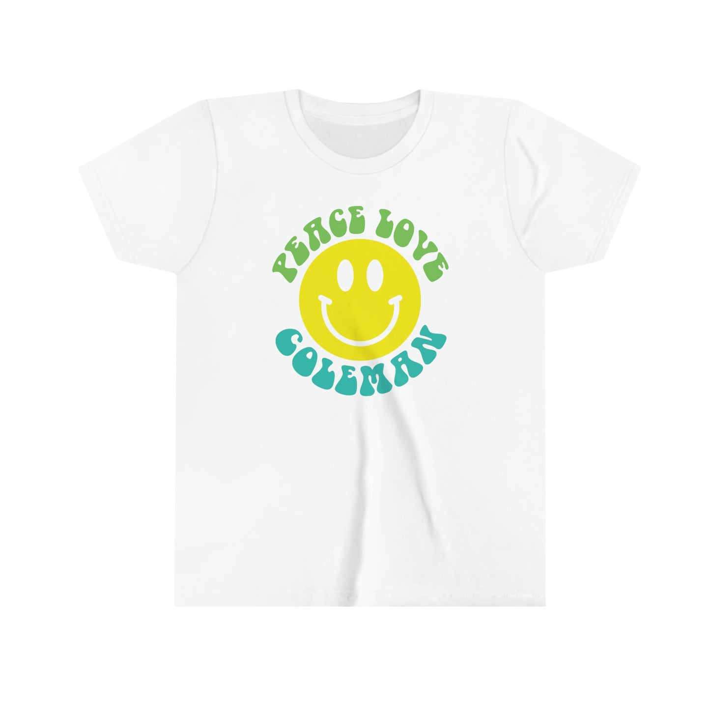 Blue Peace, Love and Coleman Youth Short Sleeve Tee (multiple colors)