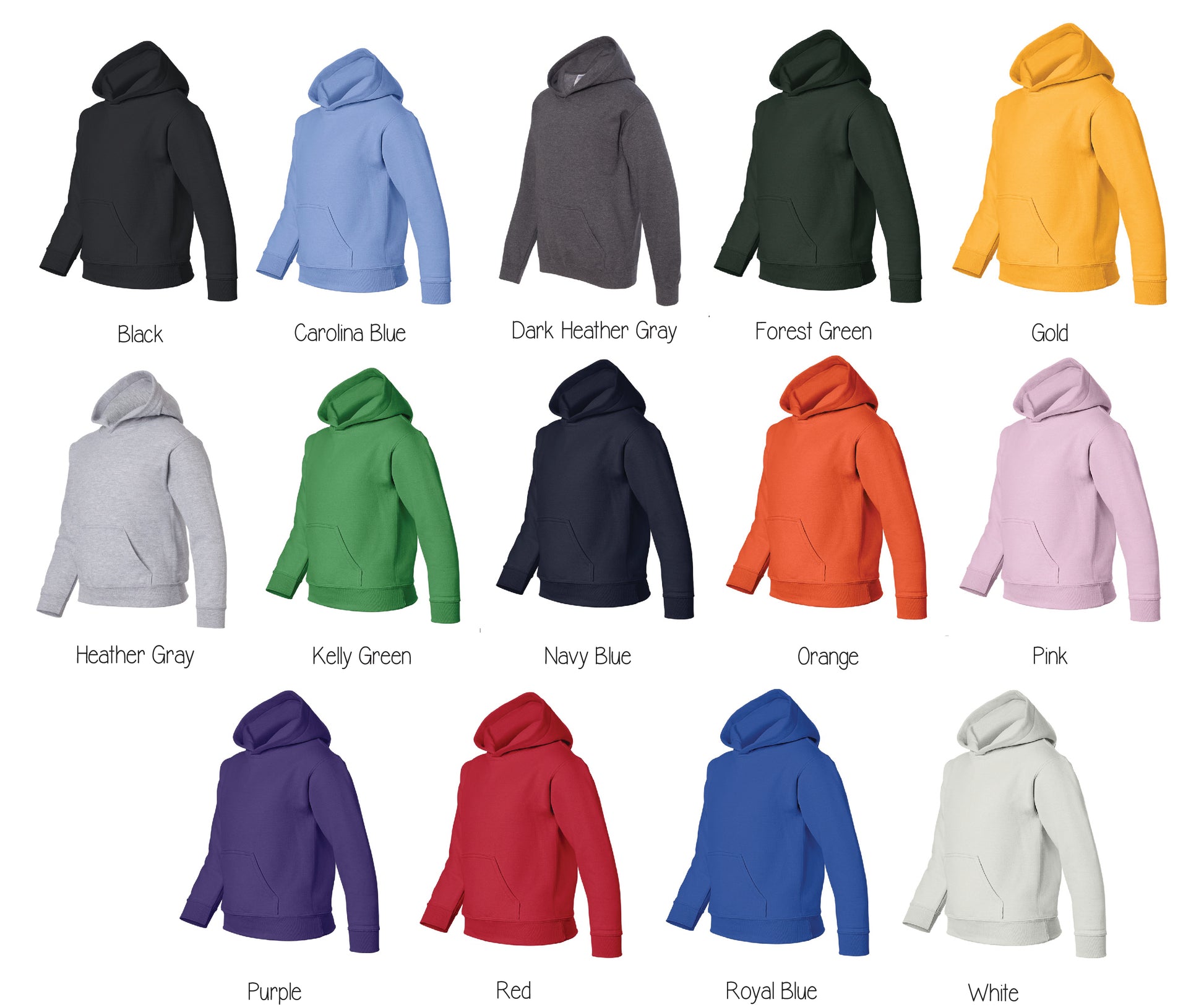 Colors for regular hoodie and crewneck